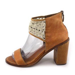 Fiel Eileen Brown Leather Heeled Sandals 9.5